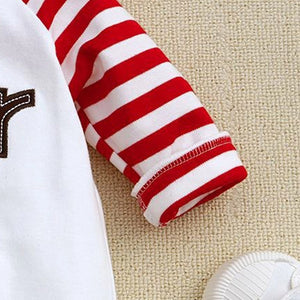 Bear Growl Red Lines White Baby Romper 5 - Minitaq baby kids clothes dress