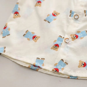 Cartoon Patterned Summer Shirt With Beige Cotton Shorts 6 - Minitaq baby kids clothes dress