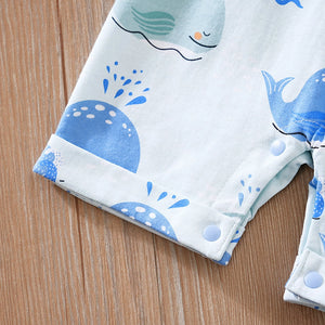 Cute Sleeveless Baby Whales Pattern Summer Cotton Romper 5 - Minitaq baby kids clothes dress