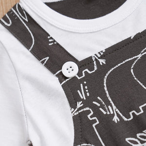 Casual Dungaree Style With Elephant Patten Cotton Romper 5 - Minitaq baby kids clothes dress