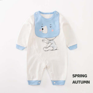 Soft White and Blue Baby Romper with Bib 2 - Minitaq baby kids clothes dress