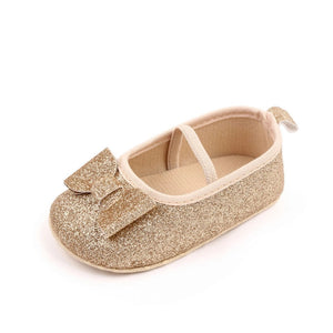 Fancy Gold Glimmer Look Baby Shoes with Bow 5 - Minitaq baby kids clothes dress