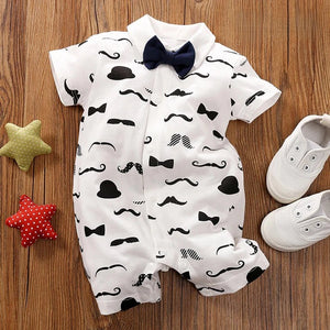 Gentleman Moustache Pattern Baby Boy Romper 2 - Minitaq baby kids clothes dress