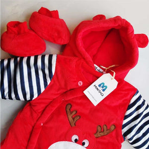 Red Deer Hooded Quilted Sleeping Suit 7 - Minitaq baby kids clothes dress