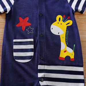 Giraffe Half Sleeve Blue Baby Romper 7 - Minitaq baby kids clothes dress