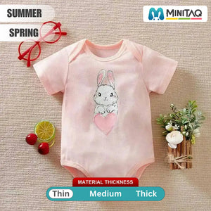 Pink Heart Bunny Baby Girl Onesie 2 - Minitaq baby kids clothes dress