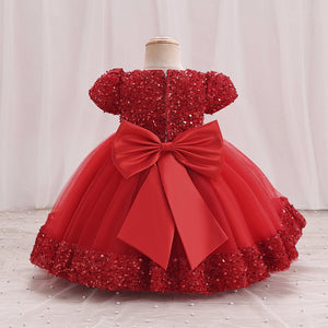 Red Fancy Tulle Style Baby Frock For Girls-Minitaq baby kids clothes dress