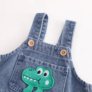 Silent Green Dino on Dungaree with Yellow Hoodie Set - Minitaq baby kids clothes dress