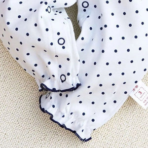 Polka Dots With A Ribbon On White Baby Girl Romper 6 - Minitaq baby kids clothes dress