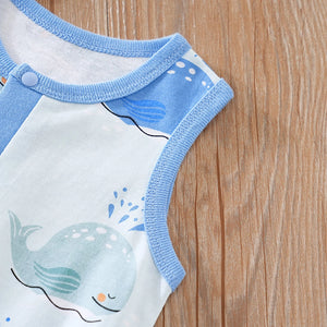 Cute Sleeveless Baby Whales Pattern Summer Cotton Romper 6 - Minitaq baby kids clothes dress