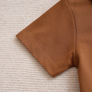 Earth Brown Polow Cotton Kids Shirt 5 - Minitaq baby kids clothes dress