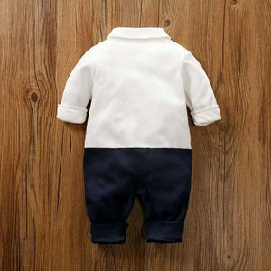 White And Blue Full Sleeve Formal Baby Romper 7 - Minitaq baby kids clothes dress