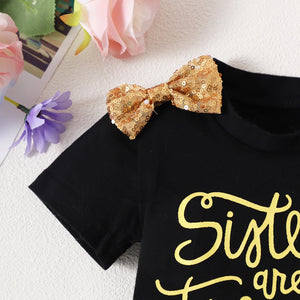 Sisters Forever Tee and Sequin Denim Shorts Set - Minitaq baby kids clothes dress