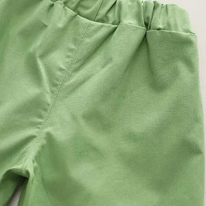 Dino Cartoon White Tee Shirt N Green Shorts Set - Minitaq baby kids clothes dress