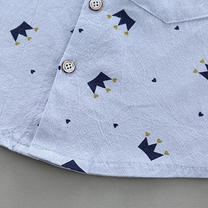 Blue Crown Shirt N Beige Shorts 2pc Set - Minitaq baby kids clothes dress