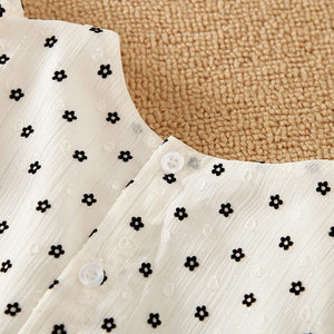 Little Flowers on White Mesh N Ribbon Tie Baby Girl Dress 7 - Minitaq baby kids clothes dress