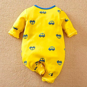 Cars Design Yellow Full Sleeve Baby Romper 8 - Minitaq baby kids clothes dress