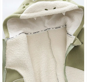 Little Dino Fleece Zipper Winter Hoodie - Minitaq baby kids clothes dress