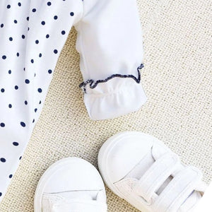 Polka Dots With A Ribbon On White Baby Girl Romper 7 - Minitaq baby kids clothes dress