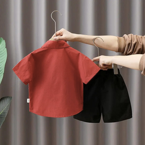 Red Shirt Cargo Style Waistcoat With Black Shorts For Kids 7 - Minitaq baby kids clothes dress