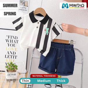 The Two Stripes Polo Shirt With Shorts For Kids 2 - Minitaq baby kids clothes dress