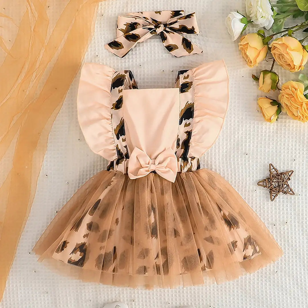 Flying Sleeves Leopard Style Baby Girl Frock Minitaq Baby Kids