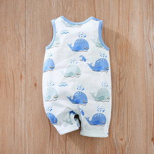 Cute Sleeveless Baby Whales Pattern Summer Cotton Romper 7 - Minitaq baby kids clothes dress