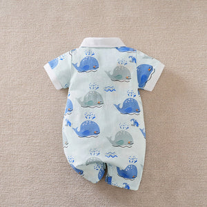 Cute Baby Whales Pattern Cotton Romper 7 - Minitaq baby kids clothes dress