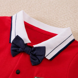 Red Variant Polo With Bow Tie Baby Romper 7 - Minitaq baby kids clothes dress