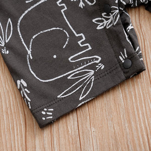 Casual Dungaree Style With Elephant Patten Cotton Romper 7 - Minitaq baby kids clothes dress