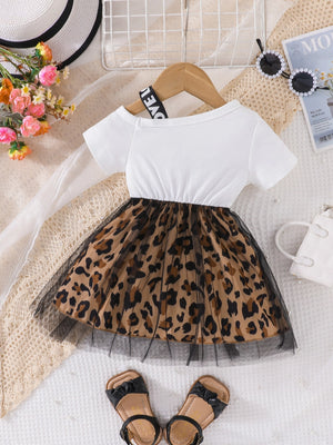 Leopard Style Tulle Dress For Girls - Minitaq baby kids clothes dress