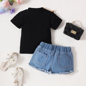 Sisters Forever Tee and Sequin Denim Shorts Set - Minitaq baby kids clothes dress