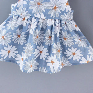 Adorable White Flowers Pattern Design Dress For Baby Girls