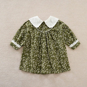 Camo Green Floral Pattern Baby Girl Dress 8 - Minitaq baby kids clothes dress