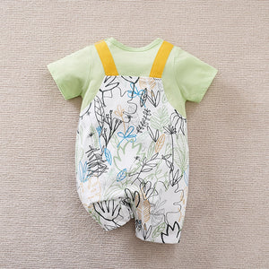 Summer Flowers Art Dungaree Style Cotton Romper 8 - Minitaq baby kids clothes dress