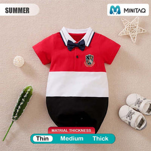 Red Variant Polo With Bow Tie Baby Romper 2 - Minitaq baby kids clothes dress