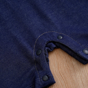 Dark Blue N White Dungaree Style Cotton Summer Romper 8 - Minitaq baby kids clothes dress