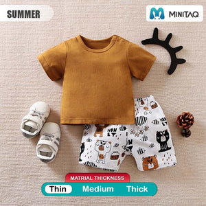Stylish Brown Cotton T-Shirt And Shorts 2pc Set 2 - Minitaq baby kids clothes dress