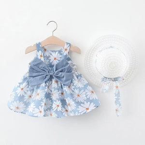 Adorable White Flowers Pattern Design Dress For Baby Girls