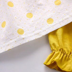 Cute Mustard Yellow Polka Dots 2pcs Set For Girls - Minitaq baby kids clothes dress