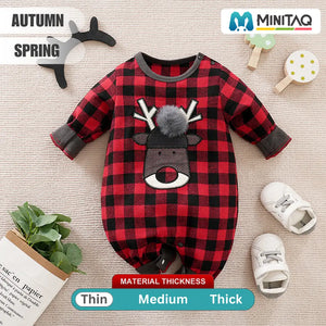 Reindeer Red Black Checkered Baby Romper 2 - Minitaq baby kids clothes dress
