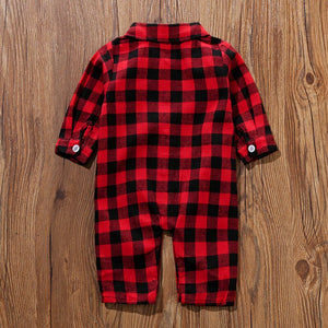 Red Black Check Full Sleeves Casual Romper 7 - Minitaq baby kids clothes dress