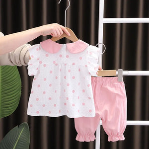 Pink Polka Dots Top With Trouser For Girls 10 - Minitaq baby kids clothes dress