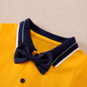 Yellow Variant Polo With Bow Tie Baby Romper 6 - Minitaq baby kids clothes dress
