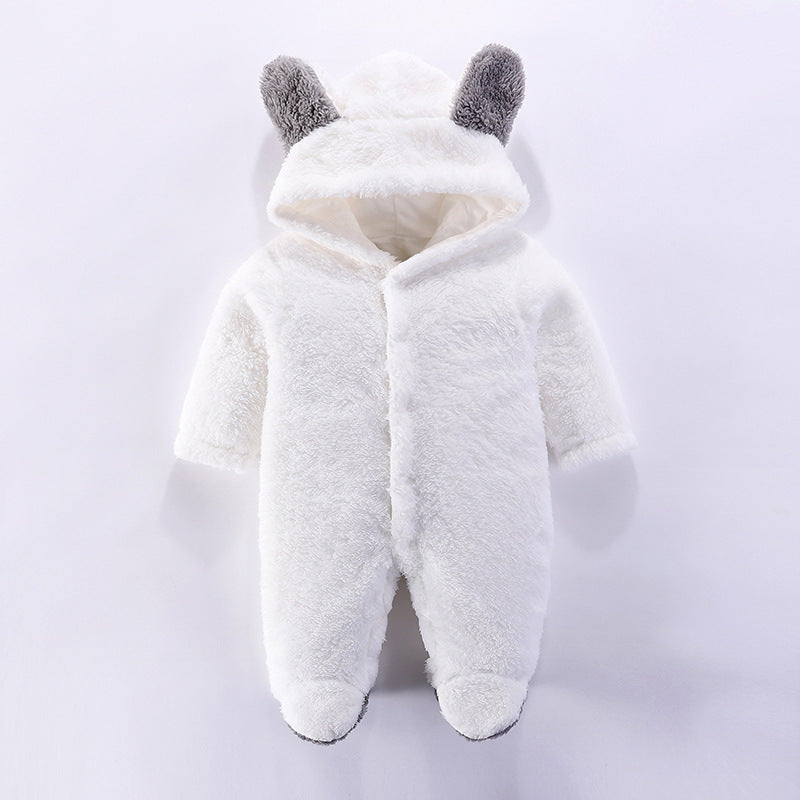 Off White Hooded Winter Romper 1 - Minitaq baby kids clothes dress