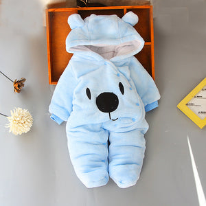 Blue Fleece Bear Winter Baby Romper 1 - Minitaq baby kids clothes dress