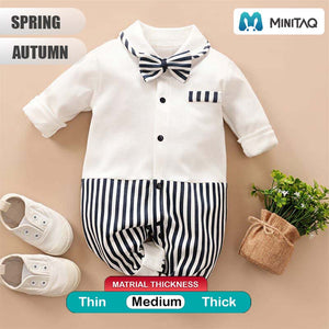 Elegant White Baby Dress With Dark Lines 2 - Minitaq baby kids clothes dress