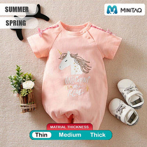 Cute Pink Unicorn Baby Girl Half Sleeves Dress 2 - Minitaq baby kids clothes dress
