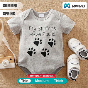 Paws Gray Cotton Summer Baby Onesie 2 - Minitaq baby kids clothes dress