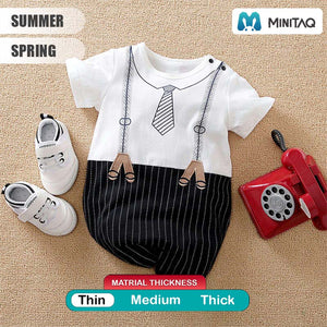 Strap And Tie Printed Casual Black White Romper 2 - Minitaq baby kids clothes dress